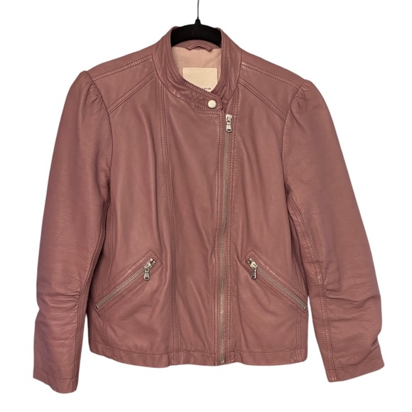 Rebecca Taylor 100% Lamb Leather Moto Jacket – Mauve Blush, Size 6 - Picture 1 of 8